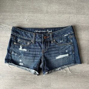American Eagle Outfitters Women's Blue Distressed Denim Shorts